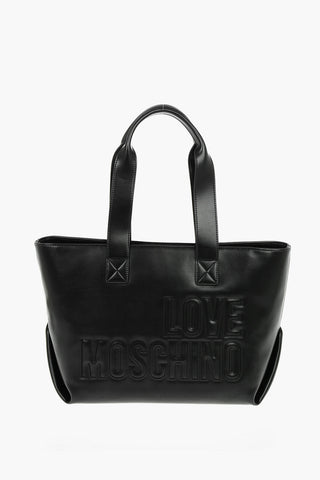 LOVE Maxi Borsa Tote in Pelle Vegan con Logo Intarsio Frontale