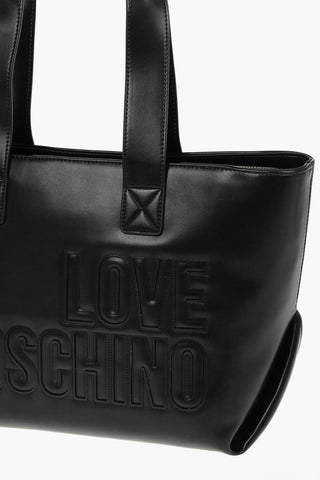 LOVE Maxi Borsa Tote in Pelle Vegan con Logo Intarsio Frontale