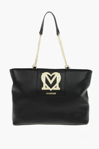 LOVE Faux Leather Tote Bag with Golden Monogram
