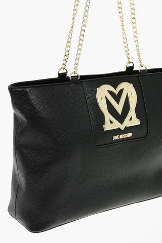 LOVE Faux Leather Tote Bag with Golden Monogram