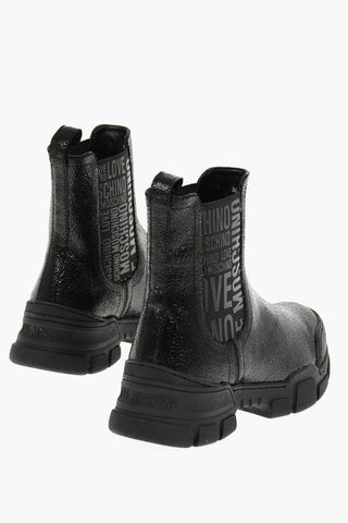 LOVE 4cm Textured Leather Logoed Band TREK45 Chelsea Boots with Track Sole