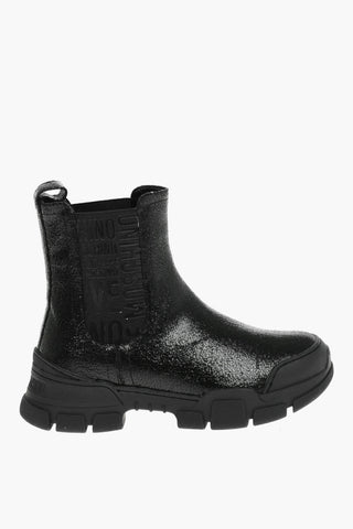 LOVE 4cm Textured Leather Logoed Band TREK45 Chelsea Boots with Track Sole