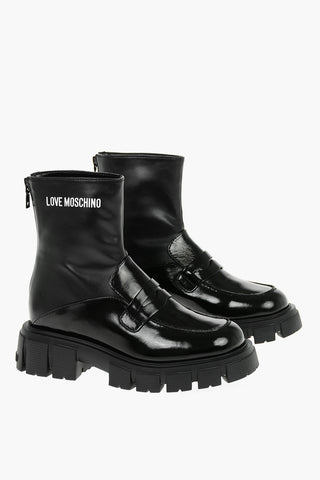 LOVE 5cm Leather Ankle Boots with Chunky Sole and Zip Closure