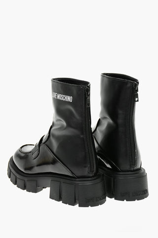 LOVE 5cm Leather Ankle Boots with Chunky Sole and Zip Closure