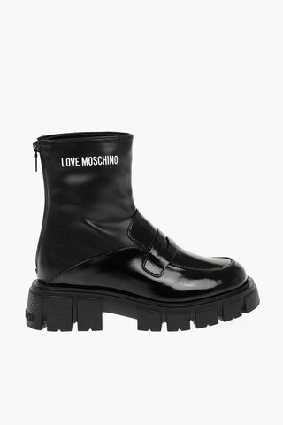 LOVE 5cm Leather Ankle Boots with Chunky Sole and Zip Closure