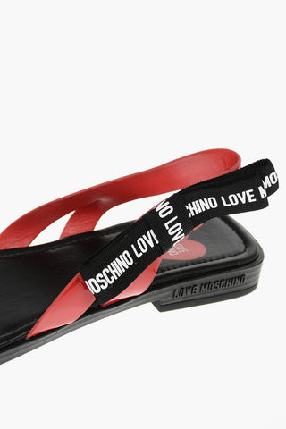 LOVE Square Toe Patent Faux Leather Sandals