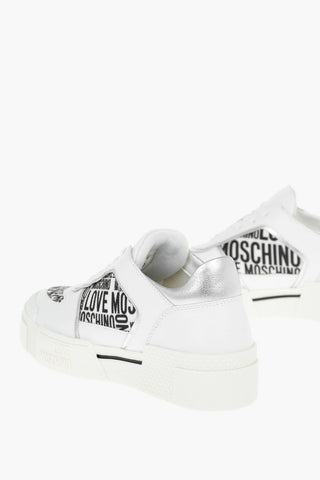 LOVE 4cm Leather TEXT50 Sneakers with Logoed Fabric and Platform