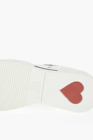 LOVE 4cm Leather TEXT50 Sneakers with Logoed Fabric and Platform