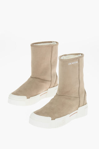 LOVE Faux Suede TEXTURE50 Boots with Glitter Heart Detail