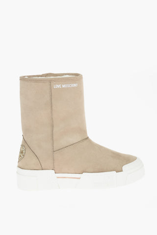 LOVE Faux Suede TEXTURE50 Boots with Glitter Heart Detail