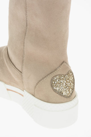 LOVE Faux Suede TEXTURE50 Boots with Glitter Heart Detail