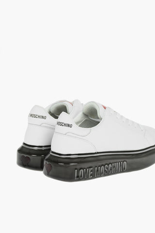LOVE Sneakers Basse GOMMA40 in Pelle con Platform Logato in Gomma 5cm