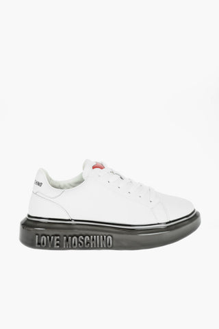 LOVE Sneakers Basse GOMMA40 in Pelle con Platform Logato in Gomma 5cm