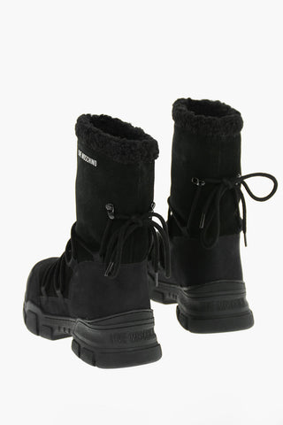 LOVE 4cm Suede TREK45 Boots with Laces and Faux Fur Detail
