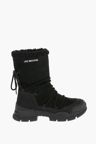 LOVE 4cm Suede TREK45 Boots with Laces and Faux Fur Detail