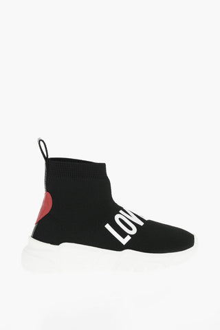 LOVE Embossed Logo RUNNING35 High-Top Sock Sneakers