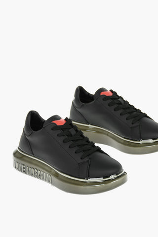LOVE Contrasting Details Leather Sneakers