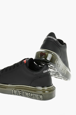 LOVE Contrasting Details Leather Sneakers