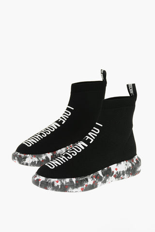 LOVE Logo Embroidered Sock Sneakers with Painting Sole