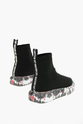 LOVE Logo Embroidered Sock Sneakers with Painting Sole