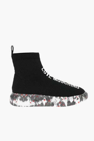 LOVE Logo Embroidered Sock Sneakers with Painting Sole