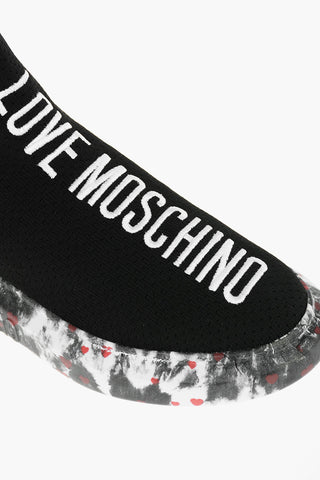 LOVE Logo Embroidered Sock Sneakers with Painting Sole