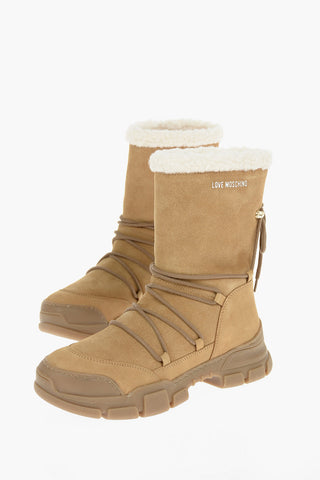 LOVE 4cm Suede Ankle Boots with Faux-Fur Detail
