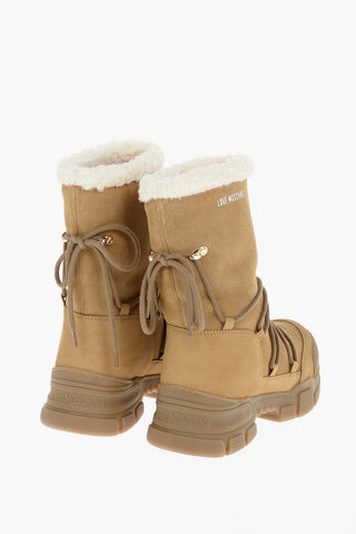 LOVE 4cm Suede Ankle Boots with Faux-Fur Detail