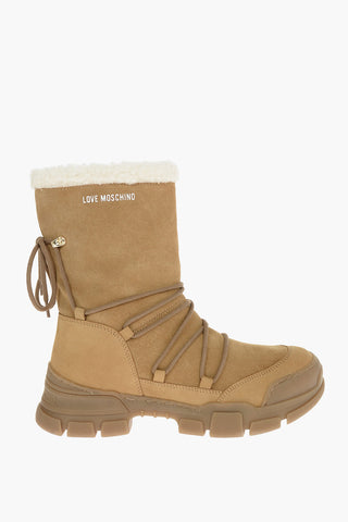 LOVE 4cm Suede Ankle Boots with Faux-Fur Detail