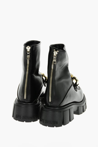 LOVE 5,5cm Embellished Chain Leather WTASSEL50 Boots with Chunkly Sole
