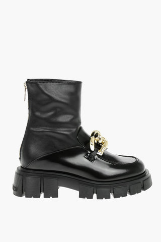 LOVE 5,5cm Embellished Chain Leather WTASSEL50 Boots with Chunkly Sole