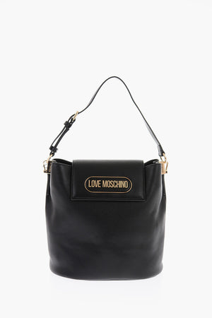 LOVE Borsa a Secchiello in Ecopelle Martellata con Logo in Rilievo