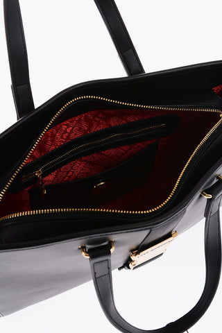 LOVE Faux Leather Solid Color SAFETY Tote Bag with Golden Buckle