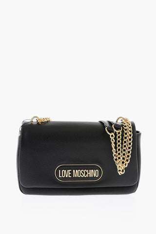 LOVE Pebbled Faux Leather Shoulder Bag with Gold Logo