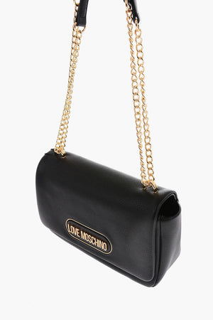 LOVE Borsa a Spalla in Ecopelle Martellata con Logo Dorato