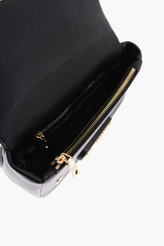 LOVE Pebbled Faux Leather Shoulder Bag with Gold Logo