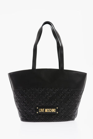 LOVE Borsa Tote in Pelle Vegan Trapuntata con Logo in Rilievo