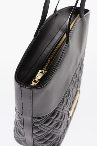 LOVE Vegan Leather Quilted Tote Bag with Embossed Logo