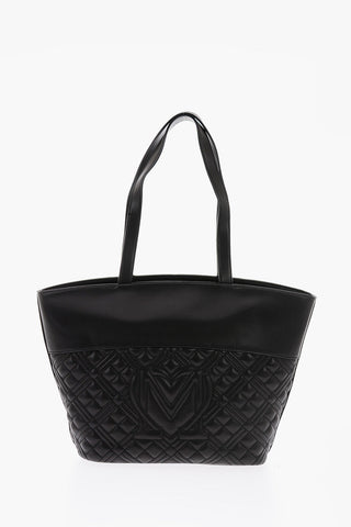 LOVE Vegan Leather Quilted Tote Bag with Embossed Logo