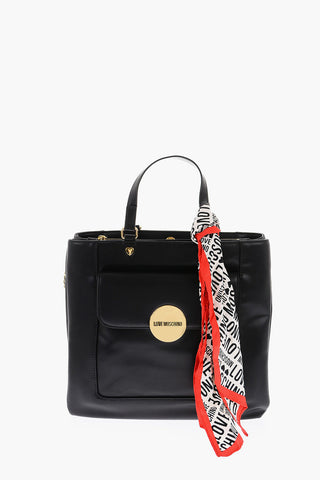 LOVE Top-Handle Bag in Faux Leather with Maxi Monogram and Removable Scarf