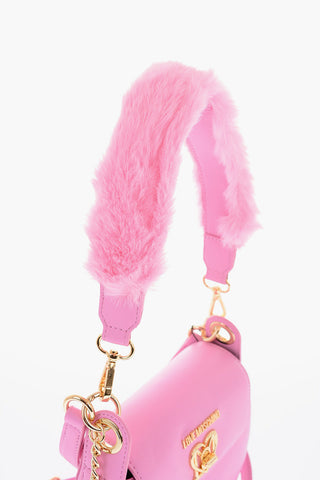 LOVE  Faux Leather Crossbody Bag with Mini Golden Monogram