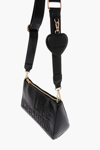 LOVE Faux Leather Shoulder Bag with Intarsio Logo and Removable Mirror