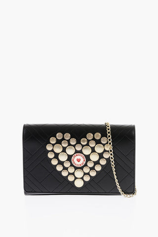 LOVE Quilted Faux Leather Bag with Golden Round Applications