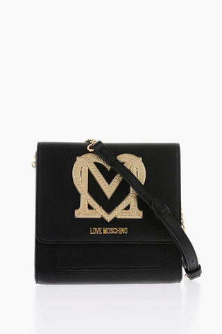 LOVE Golden Detail Textured Faux Leather Crossbody Bag