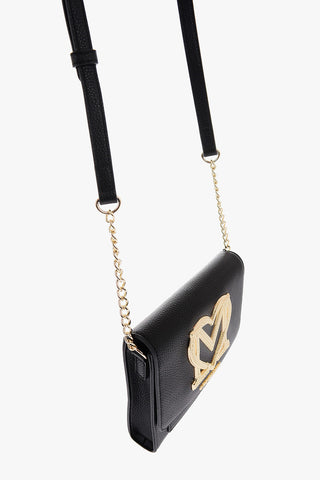 LOVE Golden Detail Textured Faux Leather Crossbody Bag