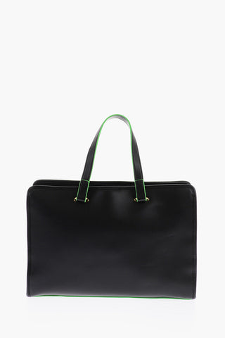 LOVE  Faux Leather SAFETY Tote Bag with Golden Buckle and Contrasting Finishes