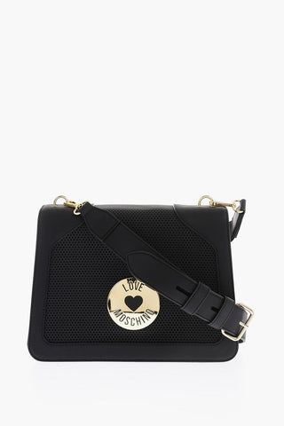 LOVE Perforated Detail Crossbody Bag with Golden Logo