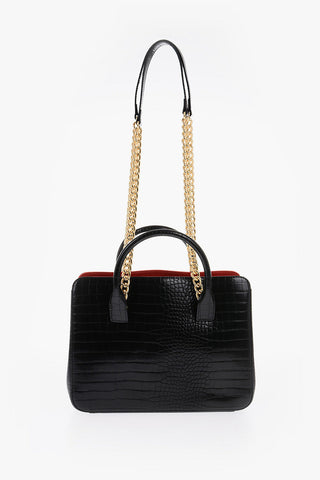 LOVE Borsa Tote in Ecopelle Effetto Coccodrillo con Tracolla a Catena
