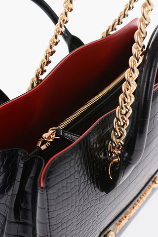 LOVE Borsa Tote in Ecopelle Effetto Coccodrillo con Tracolla a Catena