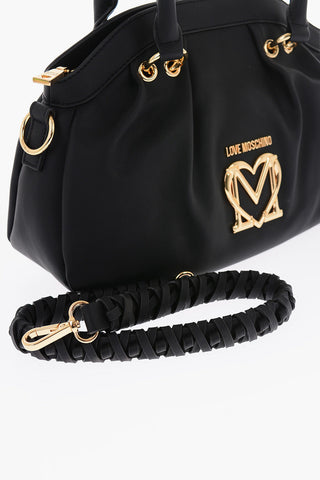 LOVE Faux Leather Bowler Bag with Removable Braided Handle